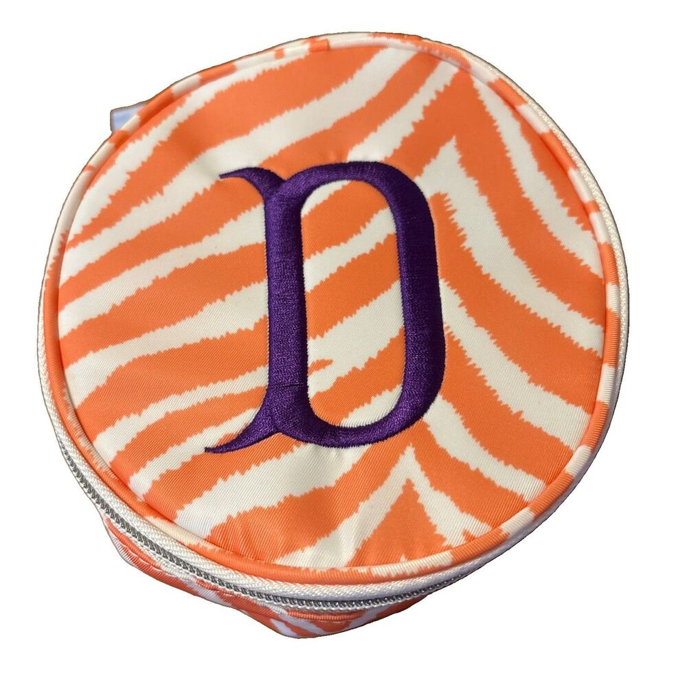 TRVL Design Duo Zebra Print Initial D 2-Pc Pouch Set Cosmetic Travel Case Bag - Picture 7 of 11
